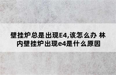 壁挂炉总是出现E4,该怎么办 林内壁挂炉出现e4是什么原因